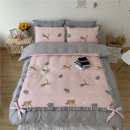 91家纺网 家纺一手货源 找家纺 眠屿 2019新款暖绒四件套 草莓红