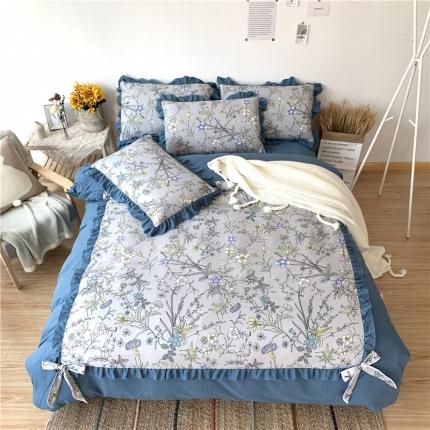 91家纺网 家纺一手货源 找家纺 眠屿 2019新款暖绒四件套 挪威花城蓝