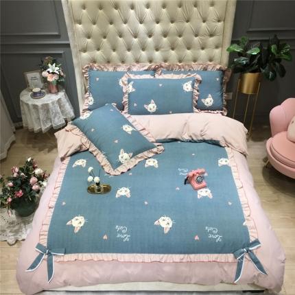 91家纺网 家纺一手货源 找家纺 眠屿 2019新款暖绒四件套 小猫咪