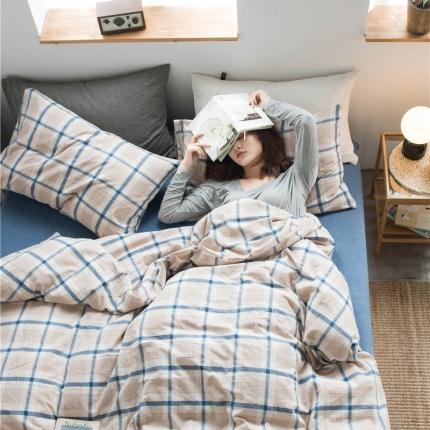 91家纺网 家纺一手货源 找家纺 （总）尚品本色 2022新款色织水洗棉四件套 床笠款