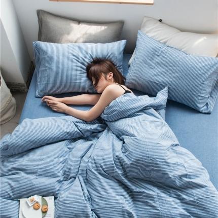 91家纺网 家纺一手货源 找家纺 （总）尚品本色 2022新款色织水洗棉四件套 床笠款