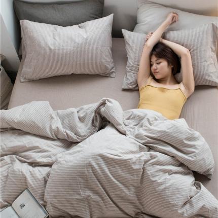 91家纺网 家纺一手货源 找家纺 （总）尚品本色 2022新款色织水洗棉四件套 床笠款