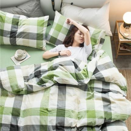 91家纺网 家纺一手货源 找家纺 （总）尚品本色 2022新款色织水洗棉四件套 床笠款