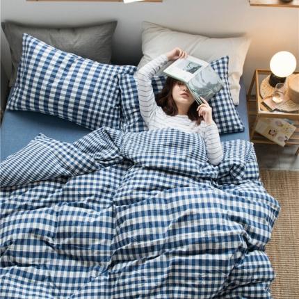 91家纺网 家纺一手货源 找家纺 （总）尚品本色 2022新款色织水洗棉四件套 床笠款