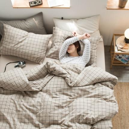 91家纺网 家纺一手货源 找家纺 （总）尚品本色 2022新款色织水洗棉四件套 床笠款