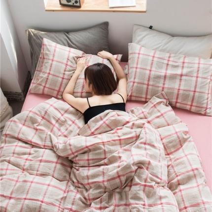 91家纺网 家纺一手货源 找家纺 （总）尚品本色 2022新款色织水洗棉四件套 床笠款