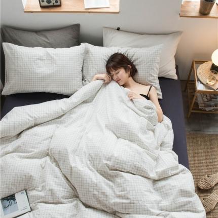 91家纺网 家纺一手货源 找家纺 （总）尚品本色 2022新款色织水洗棉四件套 床笠款