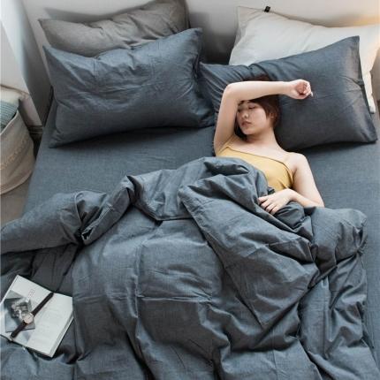 91家纺网 家纺一手货源 找家纺 （总）尚品本色 2022新款色织水洗棉四件套 床笠款