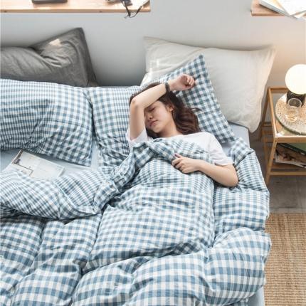 91家纺网 家纺一手货源 找家纺 （总）尚品本色 2022新款色织水洗棉四件套 床笠款