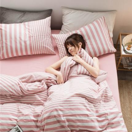 91家纺网 家纺一手货源 找家纺 （总）尚品本色 2022新款色织水洗棉四件套 床笠款