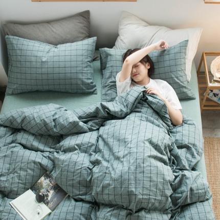 91家纺网 家纺一手货源 找家纺 （总）尚品本色 2022新款色织水洗棉四件套 床笠款