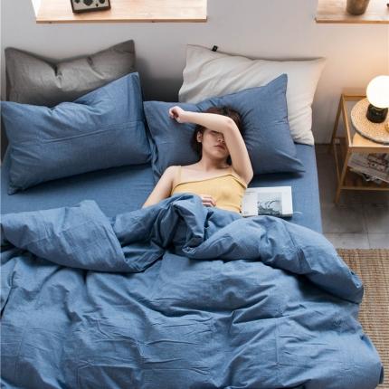 91家纺网 家纺一手货源 找家纺 （总）尚品本色 2022新款色织水洗棉四件套 床笠款