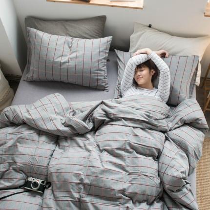 91家纺网 家纺一手货源 找家纺 （总）尚品本色 2022新款色织水洗棉四件套 床笠款