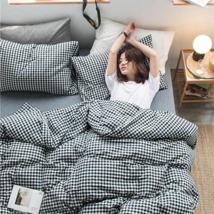 91家纺网 家纺一手货源 找家纺 （总）尚品本色 2022新款色织水洗棉四件套 床笠款