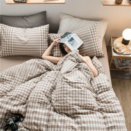 91家纺网 家纺一手货源 找家纺 （总）尚品本色 2022新款色织水洗棉四件套 床笠款