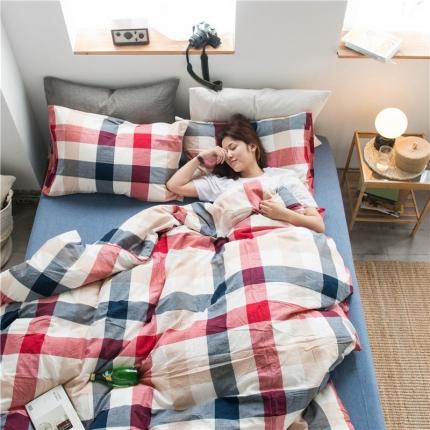 91家纺网 家纺一手货源 找家纺 （总）尚品本色 2022新款色织水洗棉四件套 床笠款