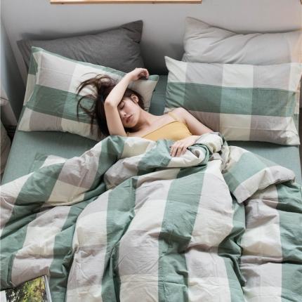 91家纺网 家纺一手货源 找家纺 （总）尚品本色 2022新款色织水洗棉四件套 床笠款