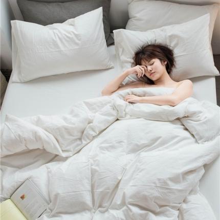 91家纺网 家纺一手货源 找家纺 （总）尚品本色 2022新款色织水洗棉四件套 床笠款