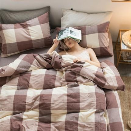 91家纺网 家纺一手货源 找家纺 （总）尚品本色 2022新款色织水洗棉四件套 床笠款