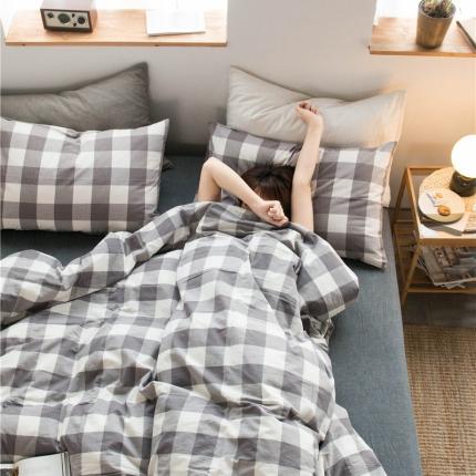 91家纺网 家纺一手货源 找家纺 （总）尚品本色 2022新款色织水洗棉四件套 床笠款