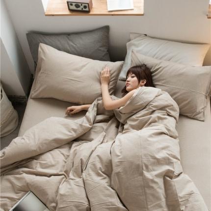 91家纺网 家纺一手货源 找家纺 （总）尚品本色 2022新款色织水洗棉四件套 床笠款