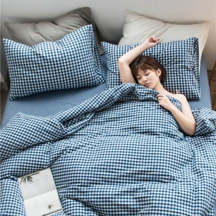 91家纺网 家纺一手货源 找家纺 （总）尚品本色 2022新款色织水洗棉四件套 床笠款