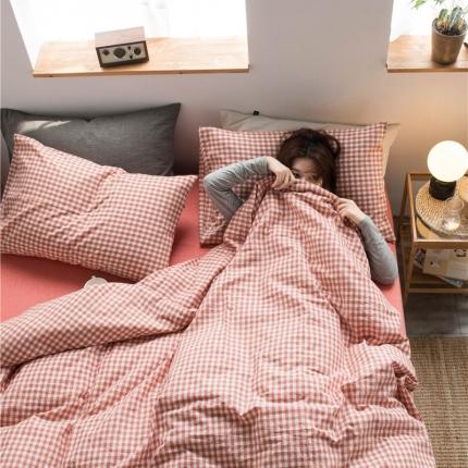 91家纺网 家纺一手货源 找家纺 （总2）尚品本色 2022新款色织水洗棉四件套 床笠款