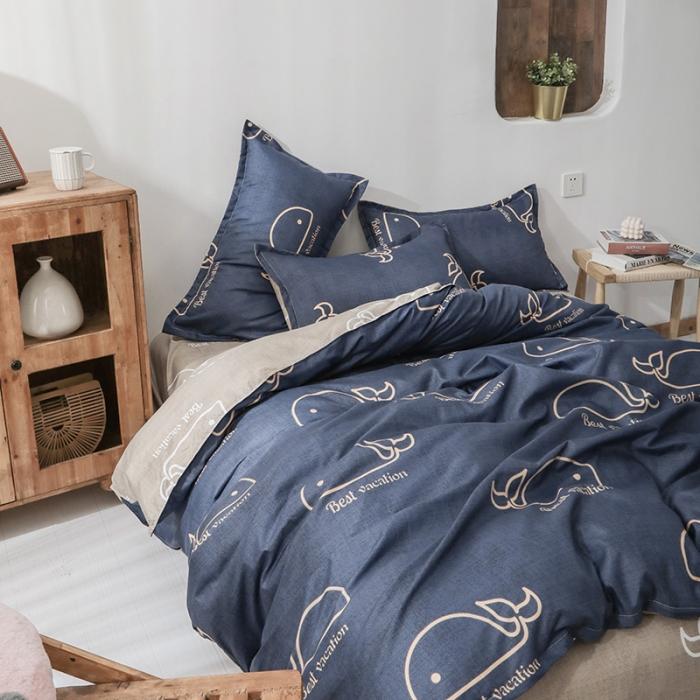 91家纺网 家纺一手货源 找家纺 赫然家纺 新款舒适柔软亲肤爆款芦荟棉四件套货源充足 鲸鱼