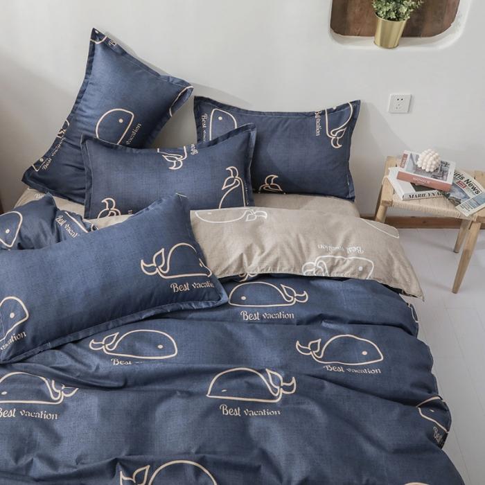 91家纺网 家纺一手货源 找家纺 赫然家纺 新款舒适柔软亲肤爆款芦荟棉四件套货源充足 鲸鱼