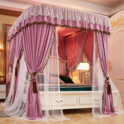 91家纺网 家纺一手货源 找家纺 （总）都市缘 2021新款双层布幔三开门导轨床幔蚊帐-A901款