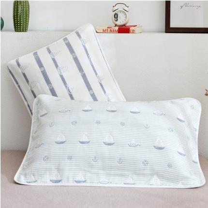 91家纺网 家纺一手货源 找家纺 朴尔全棉一对装成人情侣婴童单人学生男全棉六层纱布枕巾小帆船