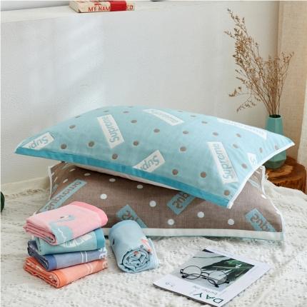 （总）朴尔全棉一对装成人情侣婴童单人学生男全棉六层纱布枕巾