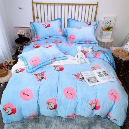 91家纺网 家纺一手货源 找家纺 苏拉 加厚保暖水晶绒牛奶绒印花速暖绒四件套实拍图 小网红