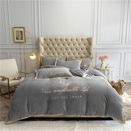 91家纺网 家纺一手货源 找家纺 （总）馨蕊家居 2021秋冬轻奢牛奶绒简爱系列四件套