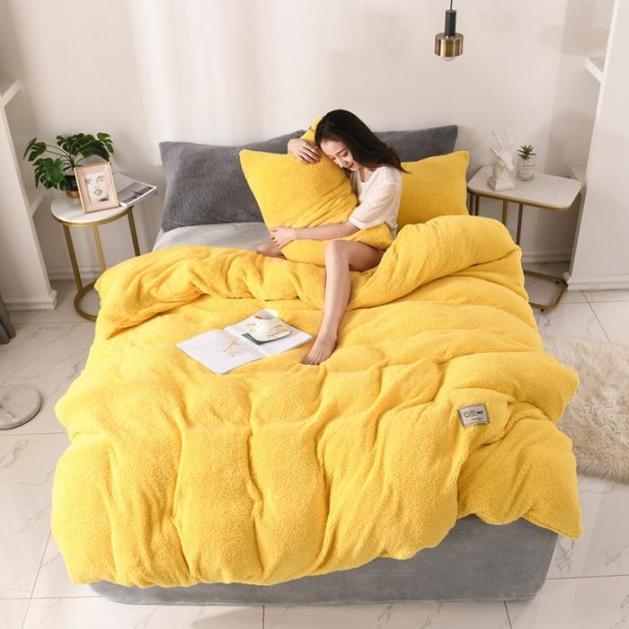 91家纺网 家纺一手货源 找家纺 （总）朗莎家纺 2019新款加厚保暖羊羔绒四件套单品单被套床单