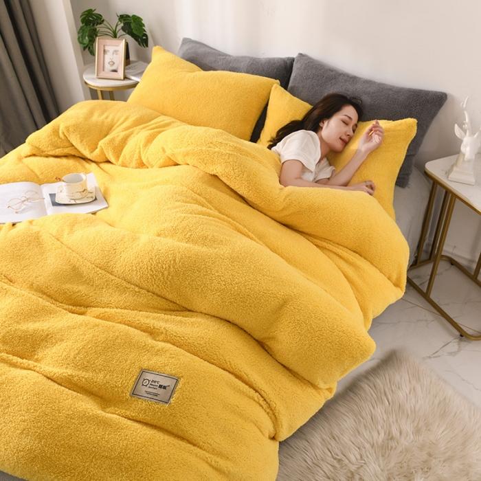 91家纺网 家纺一手货源 找家纺 （总）朗莎家纺 2019新款加厚保暖羊羔绒四件套单品单被套床单