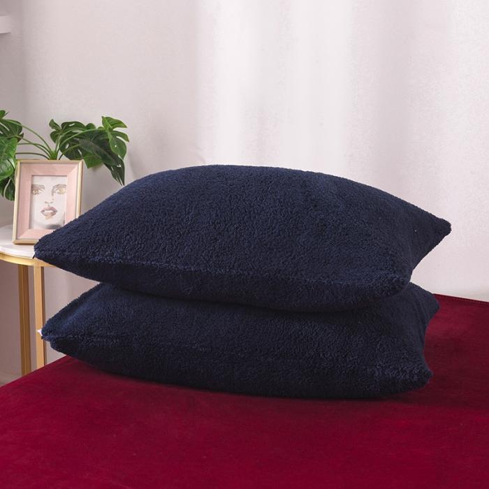 91家纺网 家纺一手货源 找家纺 朗莎家纺 2019新款加厚保暖羊羔绒四件套单品单被套床单 藏青