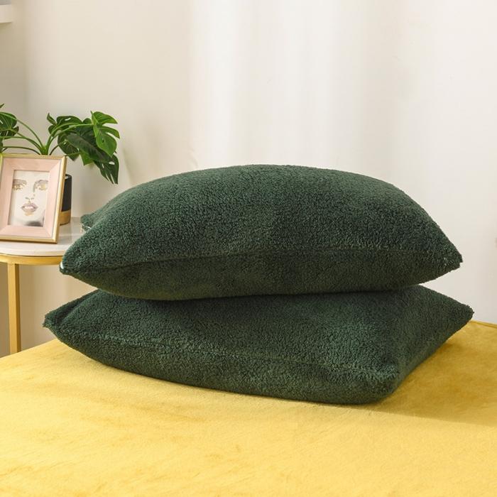 91家纺网 家纺一手货源 找家纺 朗莎家纺 2019新款加厚保暖羊羔绒四件套单品单被套床单 墨绿