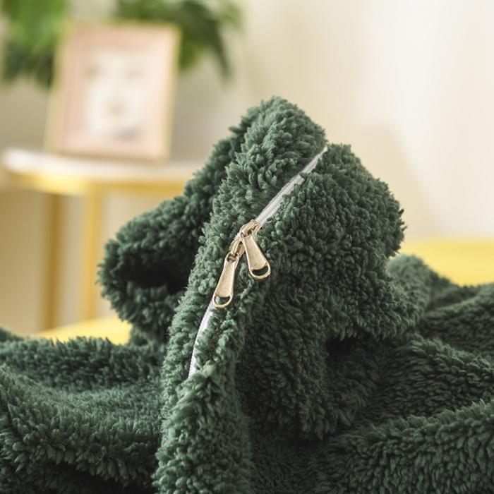 91家纺网 家纺一手货源 找家纺 朗莎家纺 2019新款加厚保暖羊羔绒四件套单品单被套床单 墨绿