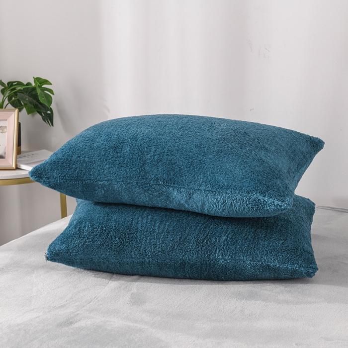 91家纺网 家纺一手货源 找家纺 朗莎家纺 2019新款加厚保暖羊羔绒四件套单品单被套床单 午夜蓝