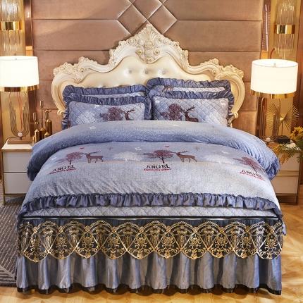 91家纺网 家纺一手货源 找家纺 情恒家纺 2025印花水晶绒夹棉脱卸床裙款四件套 可爱天使