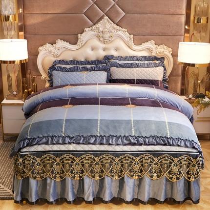 91家纺网 家纺一手货源 找家纺 （总）情恒家纺 2025印花水晶绒夹棉脱卸床裙款四件套