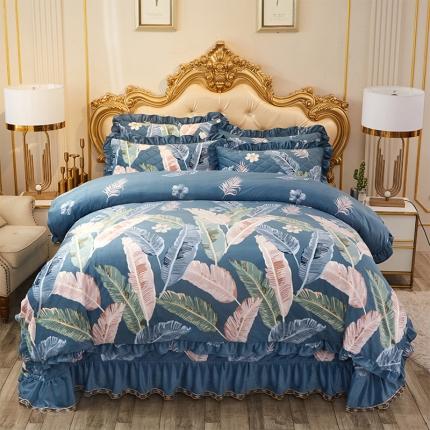 91家纺网 家纺一手货源 找家纺 宜凡家纺 2019水晶绒夹棉床盖四件套 简约时代