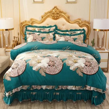 宜凡家纺 2019水晶绒夹棉床盖四件套 镜花缘