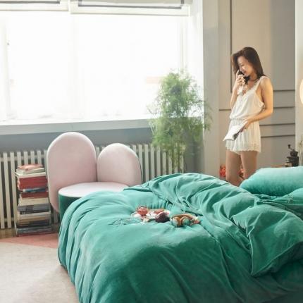 91家纺网 家纺一手货源 找家纺 涞澳 2019新款美绒系列四件套 仙女—绿