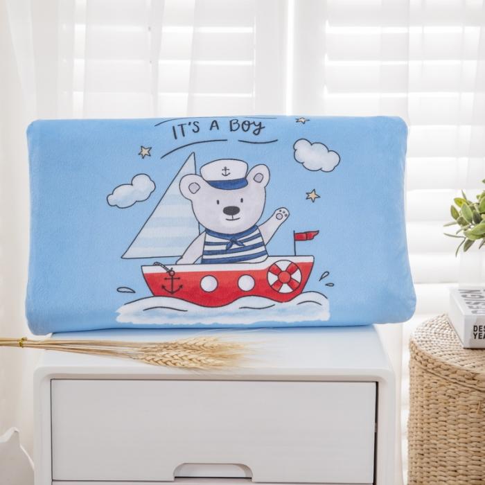 91家纺网 家纺一手货源 找家纺 乐秀家纺 2019新款超柔水晶绒乳胶枕 海航小熊