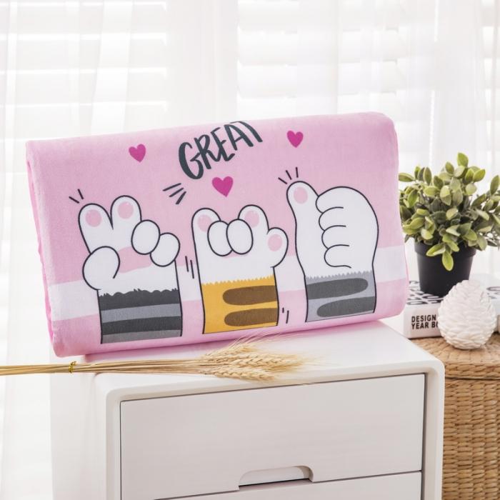 91家纺网 家纺一手货源 找家纺 乐秀家纺 2019新款超柔水晶绒乳胶枕 猫爪比心