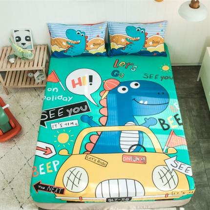 91家纺网 家纺一手货源 找家纺 涵宸全棉大版床笠纯棉床笠卡通儿童学生单床笠单品床笠恐龙假日