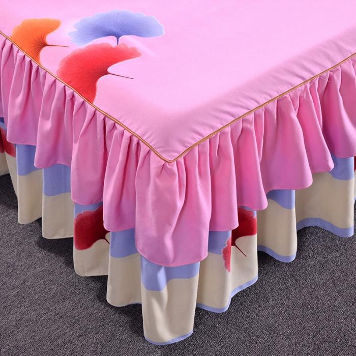 91家纺网 家纺一手货源 找家纺 梦柏家纺 2019新款加厚磨毛小版四件套床裙款 爱的港湾-粉