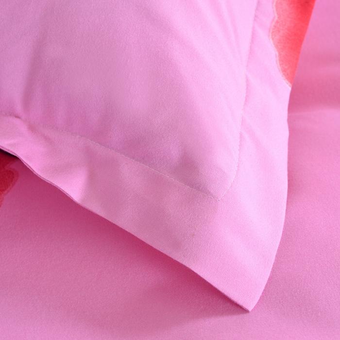 91家纺网 家纺一手货源 找家纺 梦柏家纺 2019新款加厚磨毛小版四件套床裙款 爱的港湾-粉